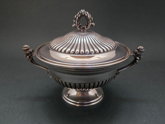American Sterling Silver Sugar Bowl with Ornate Handles and Lid (circa 1880-1900)