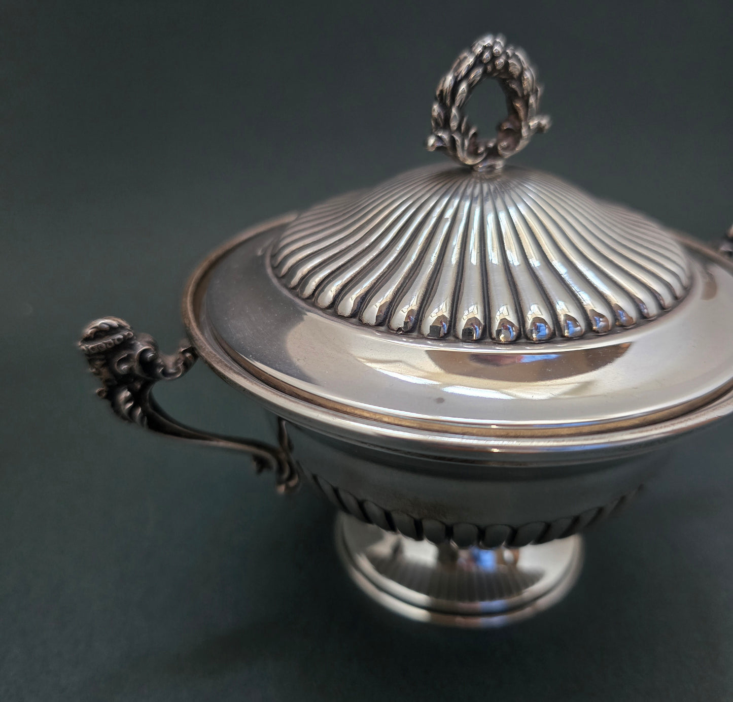 American Sterling Silver Sugar Bowl with Ornate Handles and Lid (circa 1880-1900)