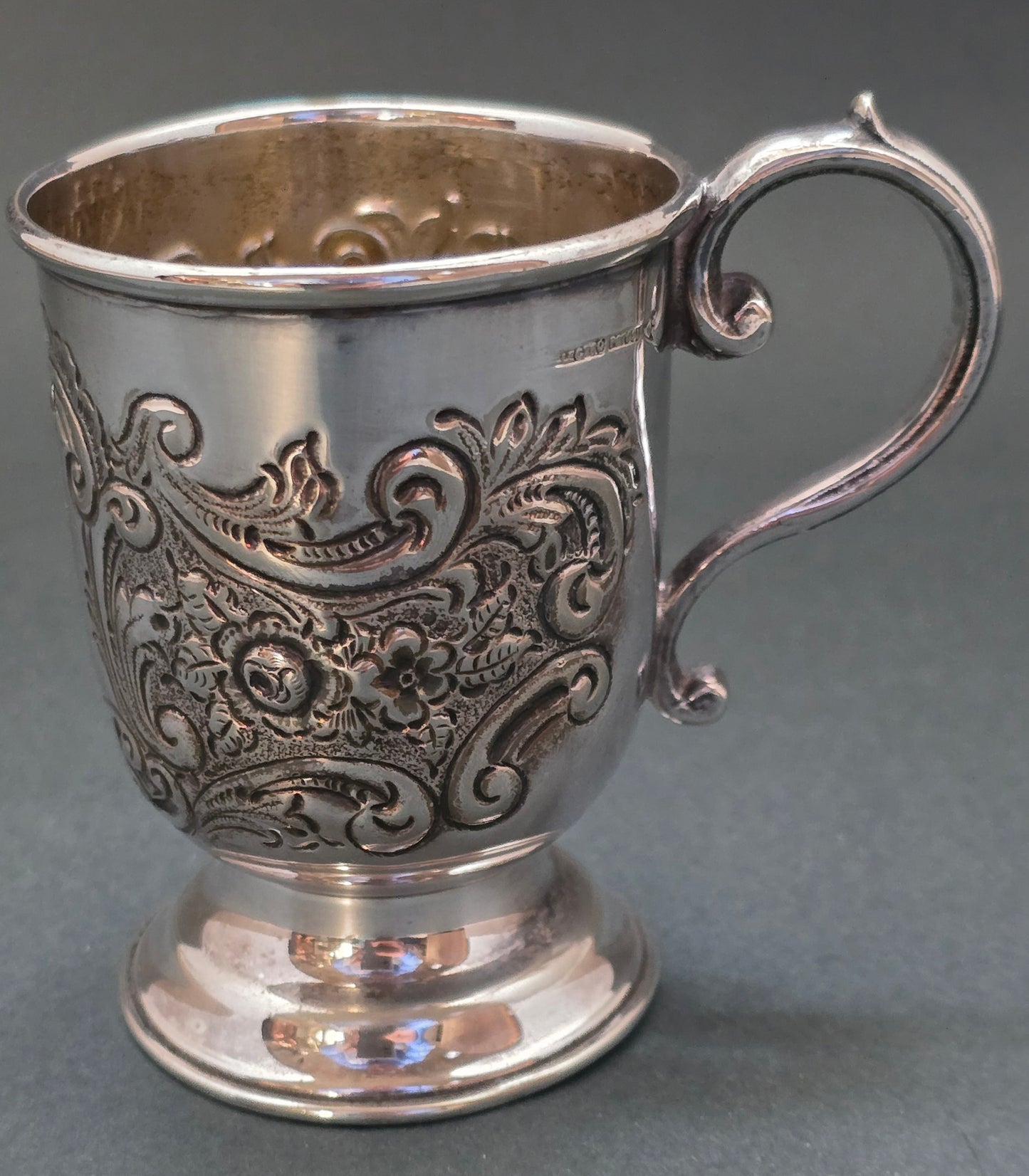 Spanish Silver Plated Christening Mug by Electro Potosi - Ornate Rococo Revival (circa 1920s-1940s)