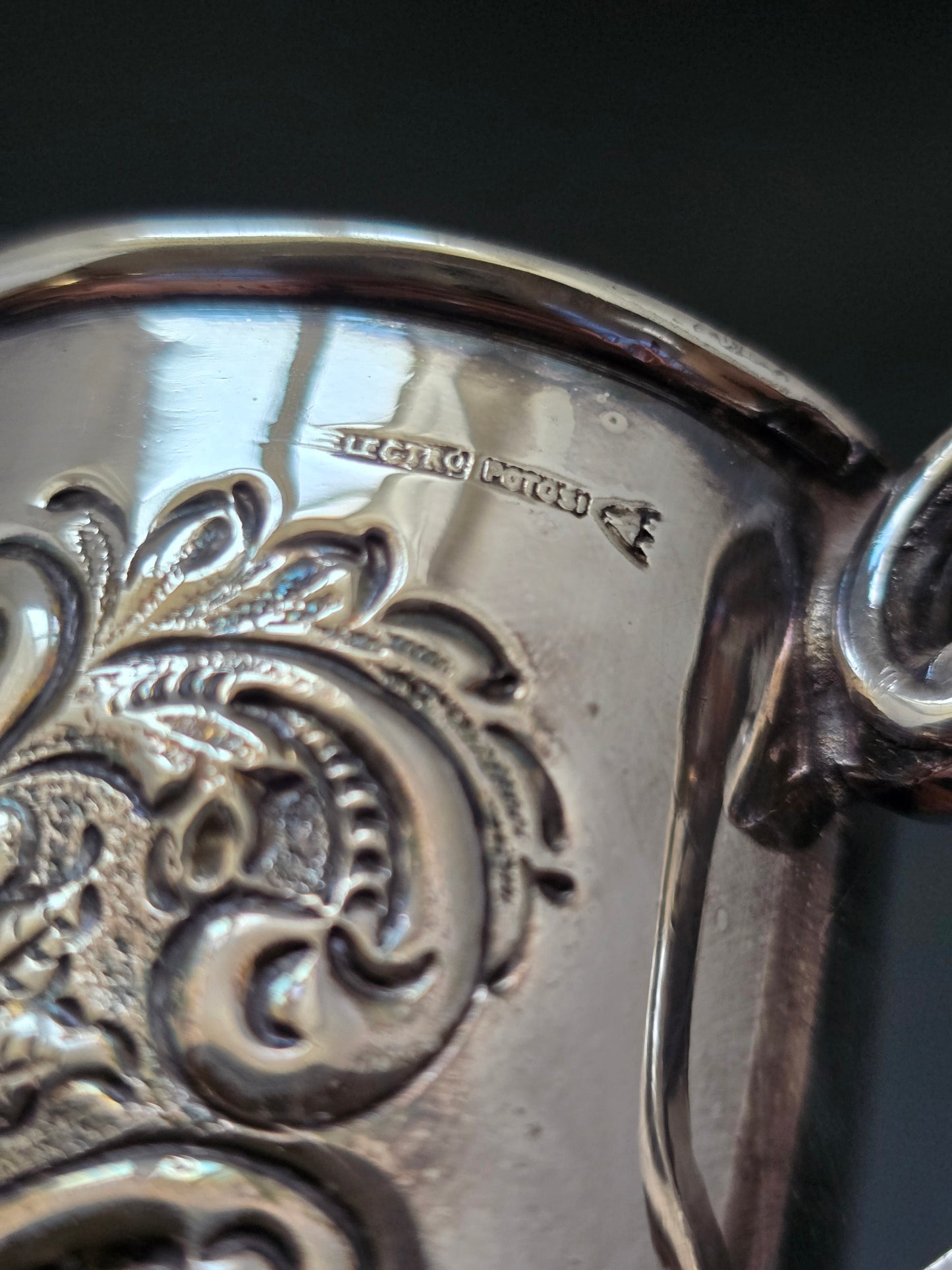 Spanish Silver Plated Christening Mug by Electro Potosi - Ornate Rococo Revival (circa 1920s-1940s)