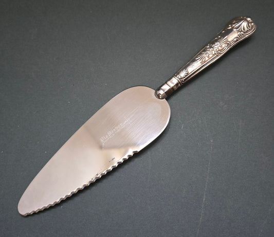 Victorian Silver Cake Server by Harrison Brothers Sheffield - Stainless Steel Blade with Ornate Handle (1894)