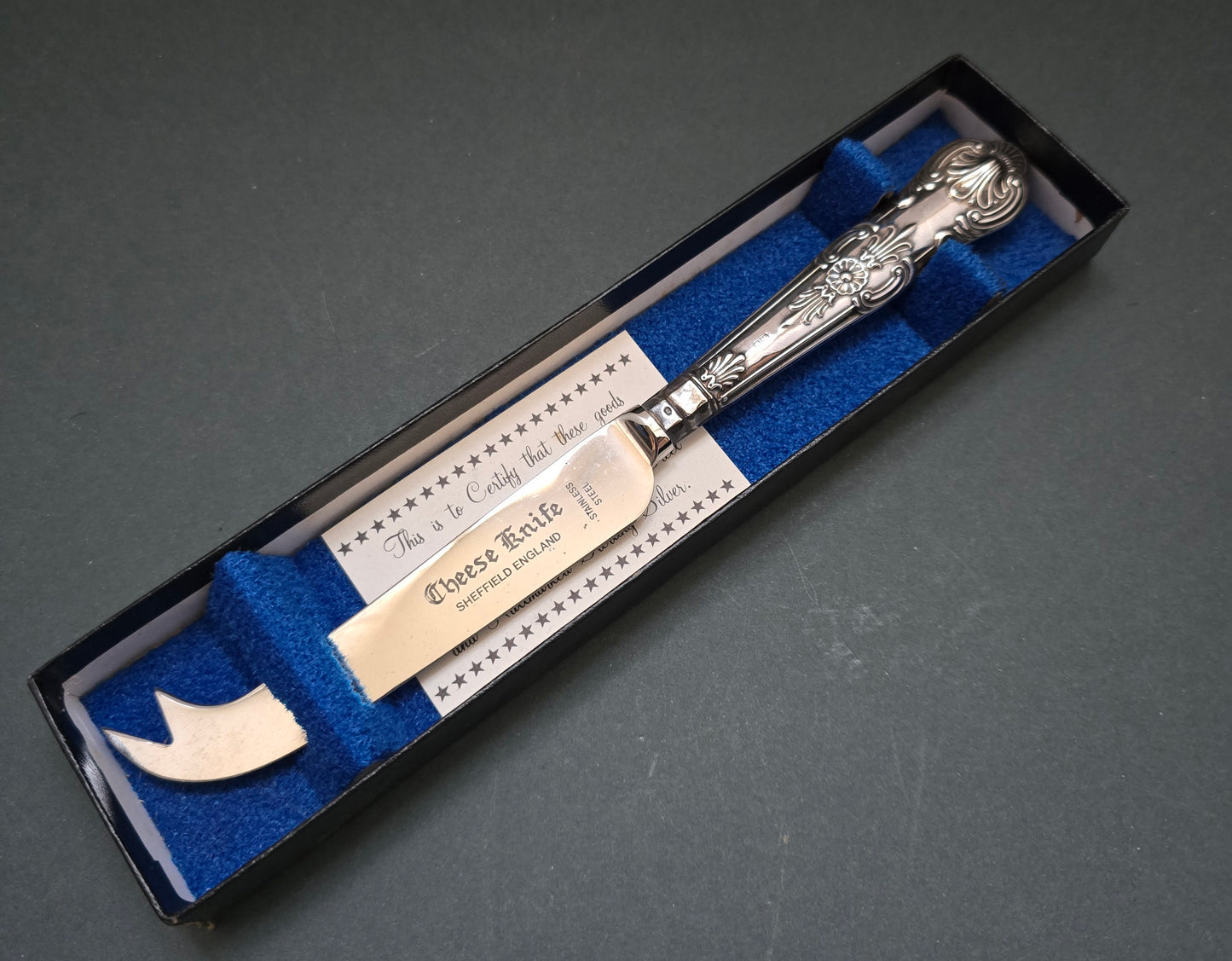 Harrison Brothers Sheffield Silver Cheese Knife - New in Box with Certificate (1930s)
