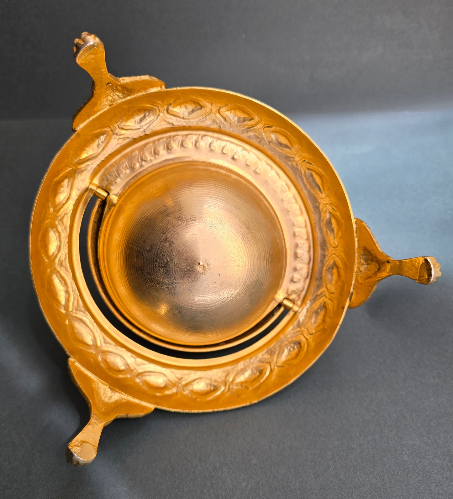 Vintage Brass Caviar Holder 1930s - Middle Eastern Engraved Serving Bowl