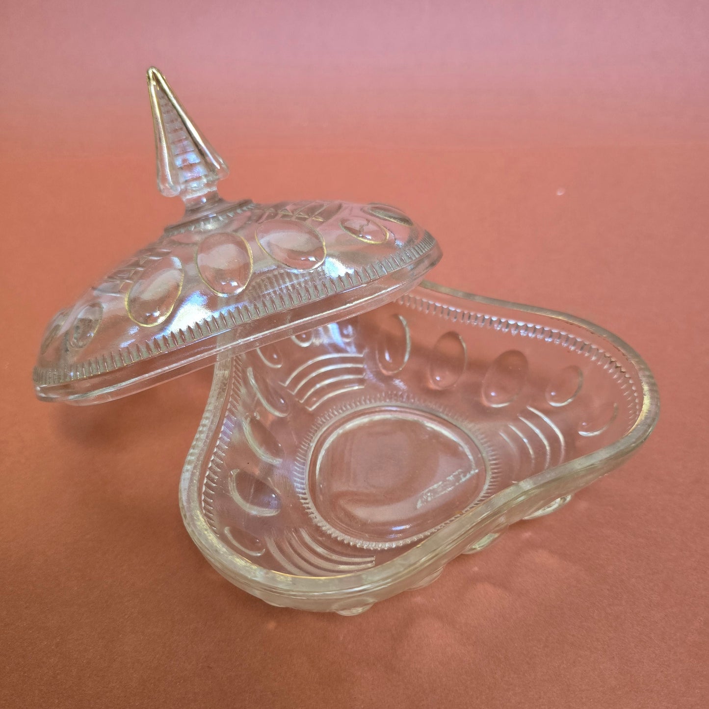 Art Deco Vanity Set 1930s - Pink Glass with Gold Trim Perfume Bottles