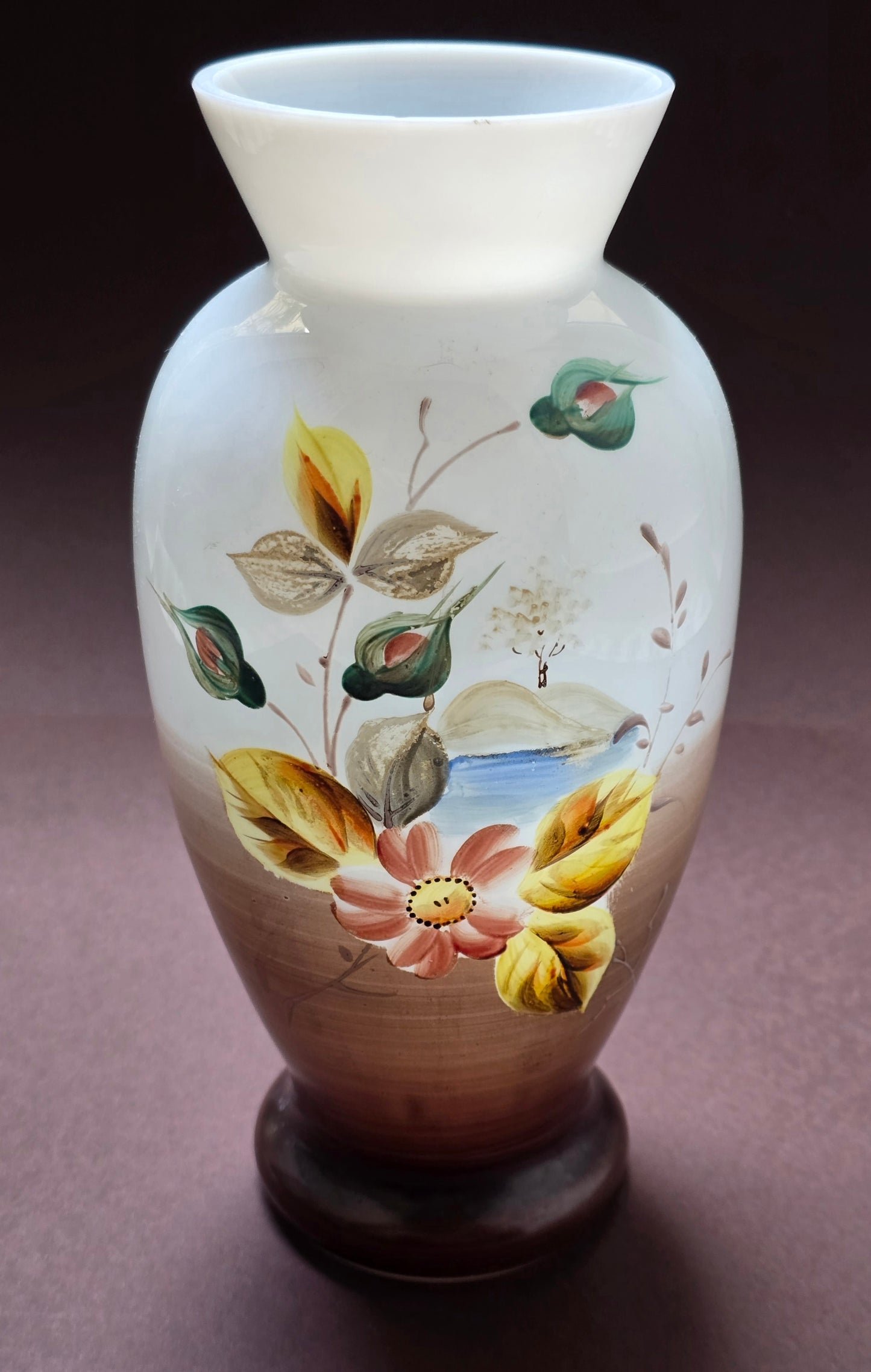 Antique Opaline Glass Vase 1880 - Hand-Painted Milk White Victorian Decor