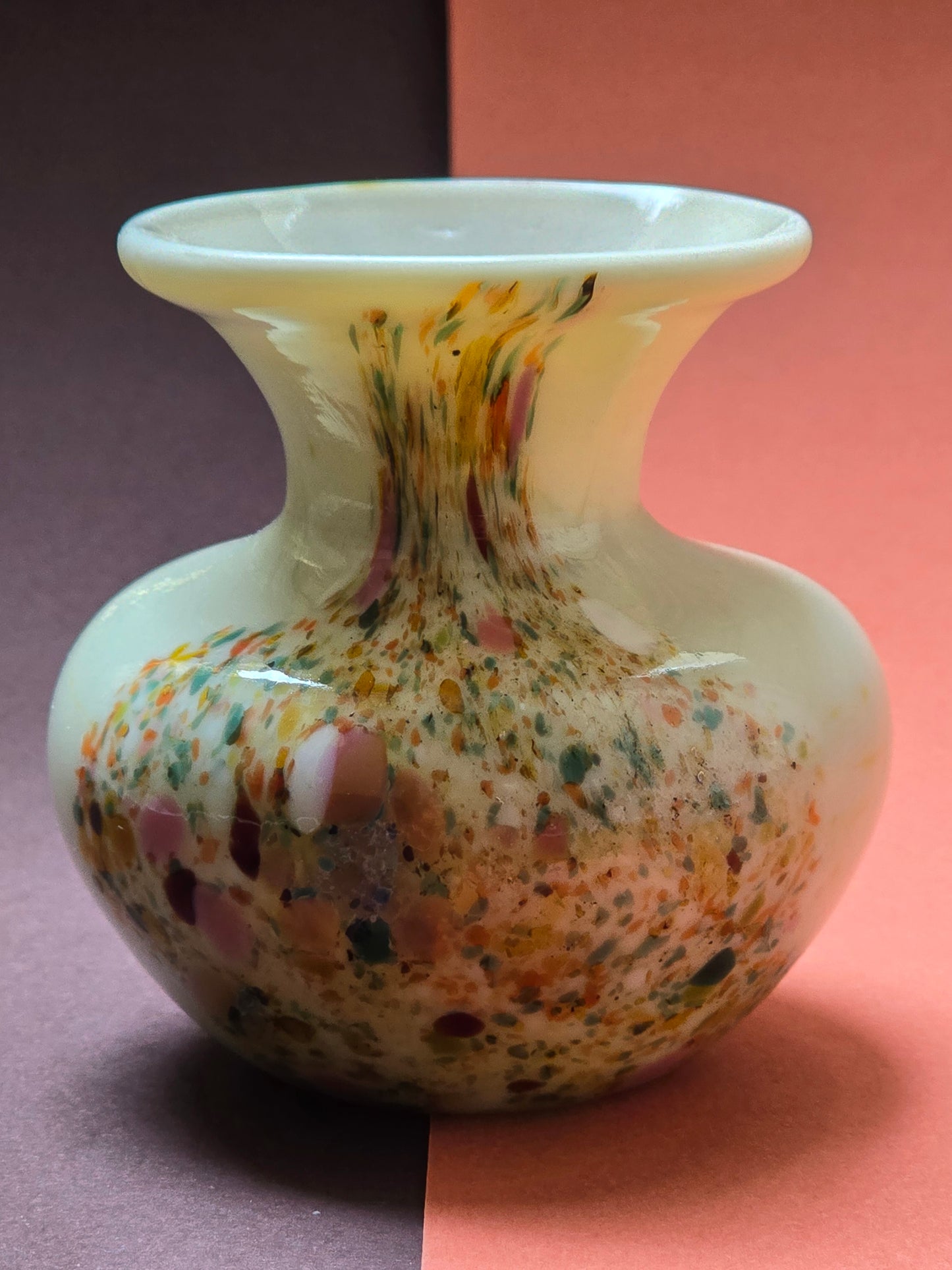 Mdina Glass Vase 1970s - Signed Maltese Art Glass with Confetti Spatter