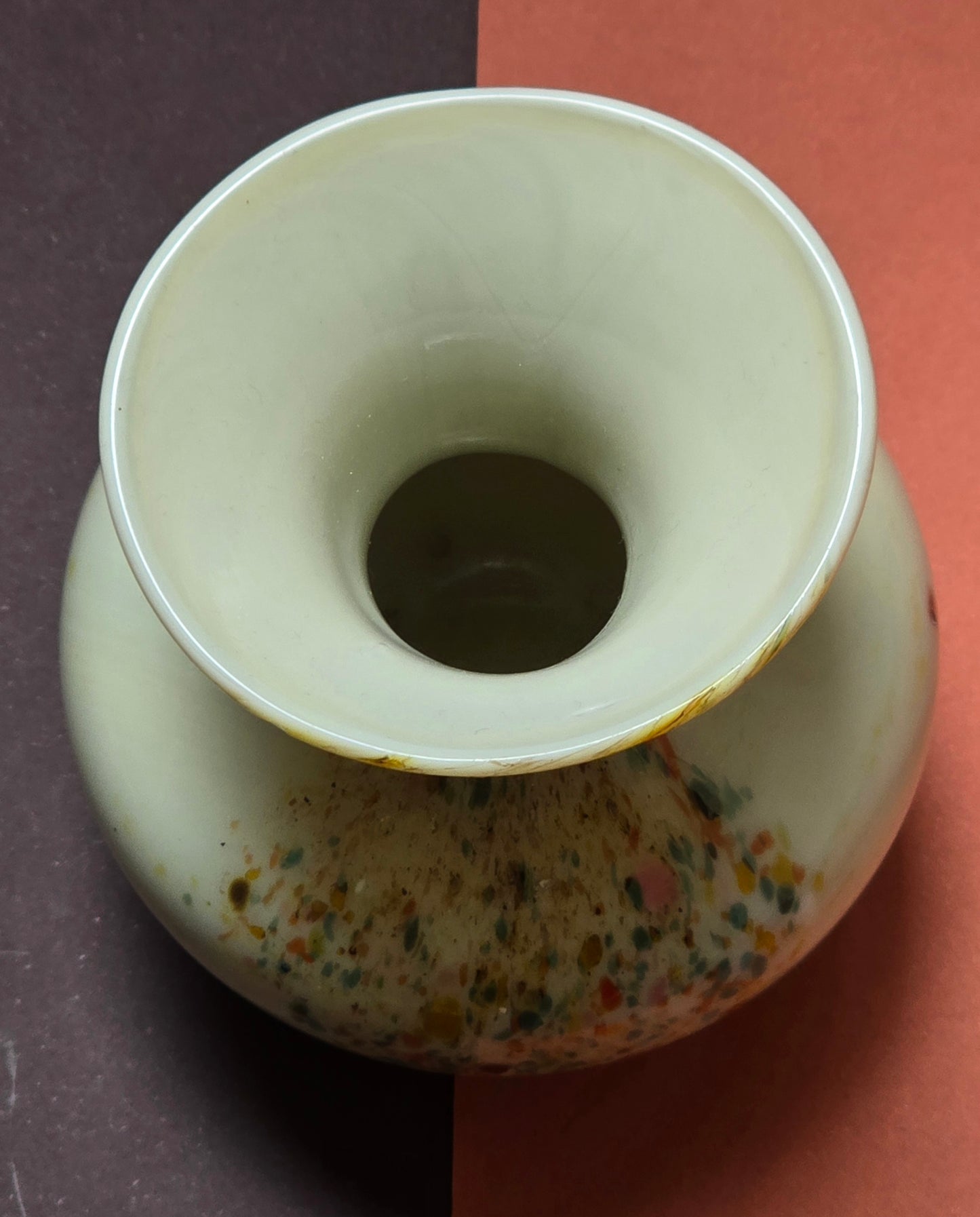 Mdina Glass Vase 1970s - Signed Maltese Art Glass with Confetti Spatter