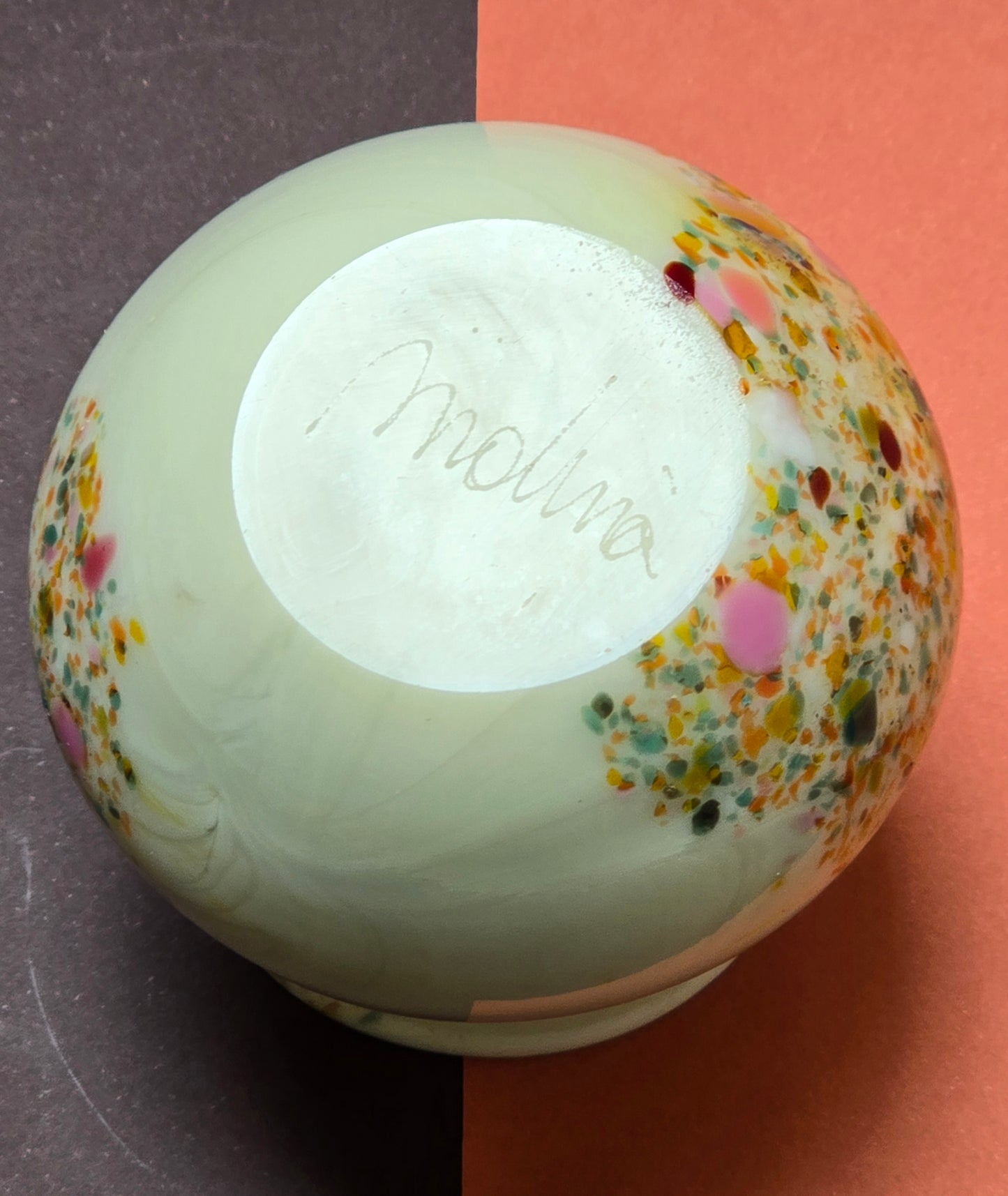 Mdina Glass Vase 1970s - Signed Maltese Art Glass with Confetti Spatter