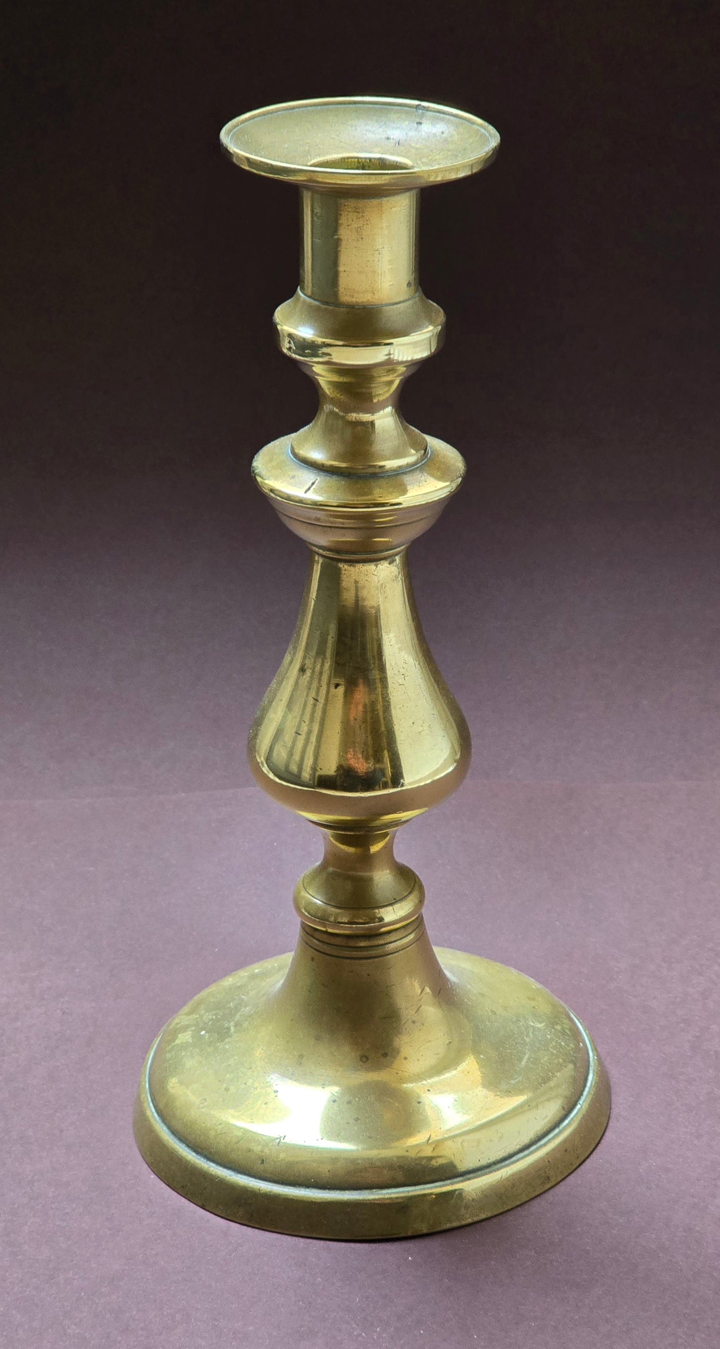 George II Brass Baluster Candlestick – Sand-Cast, England c.1730