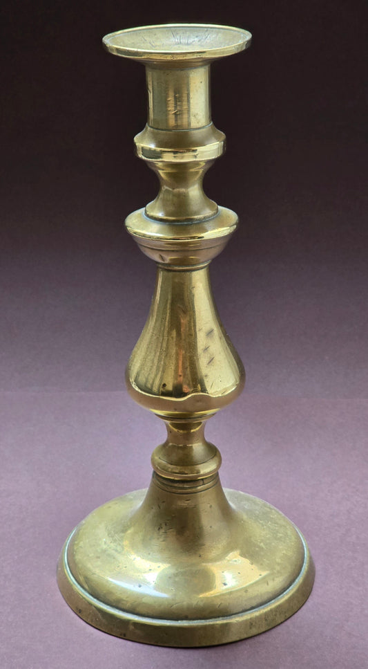 George II Brass Baluster Candlestick – Sand-Cast, England c.1730