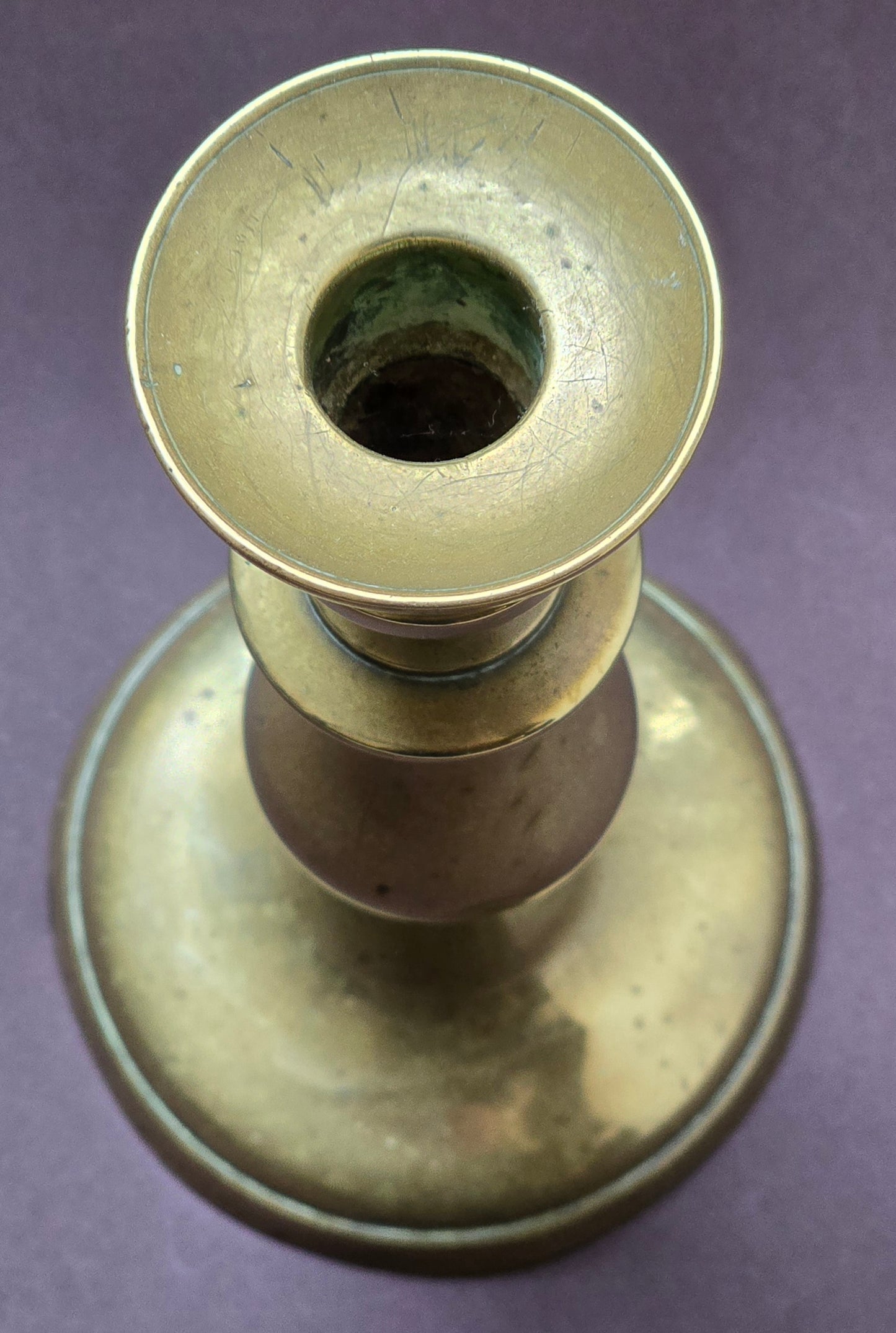 George II Brass Baluster Candlestick – Sand-Cast, England c.1730