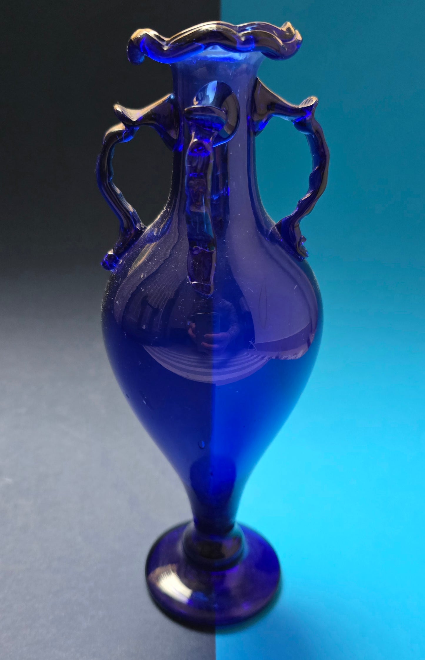 Cobalt Blue Murano Glass Vase – Mouth-Blown, 1950s