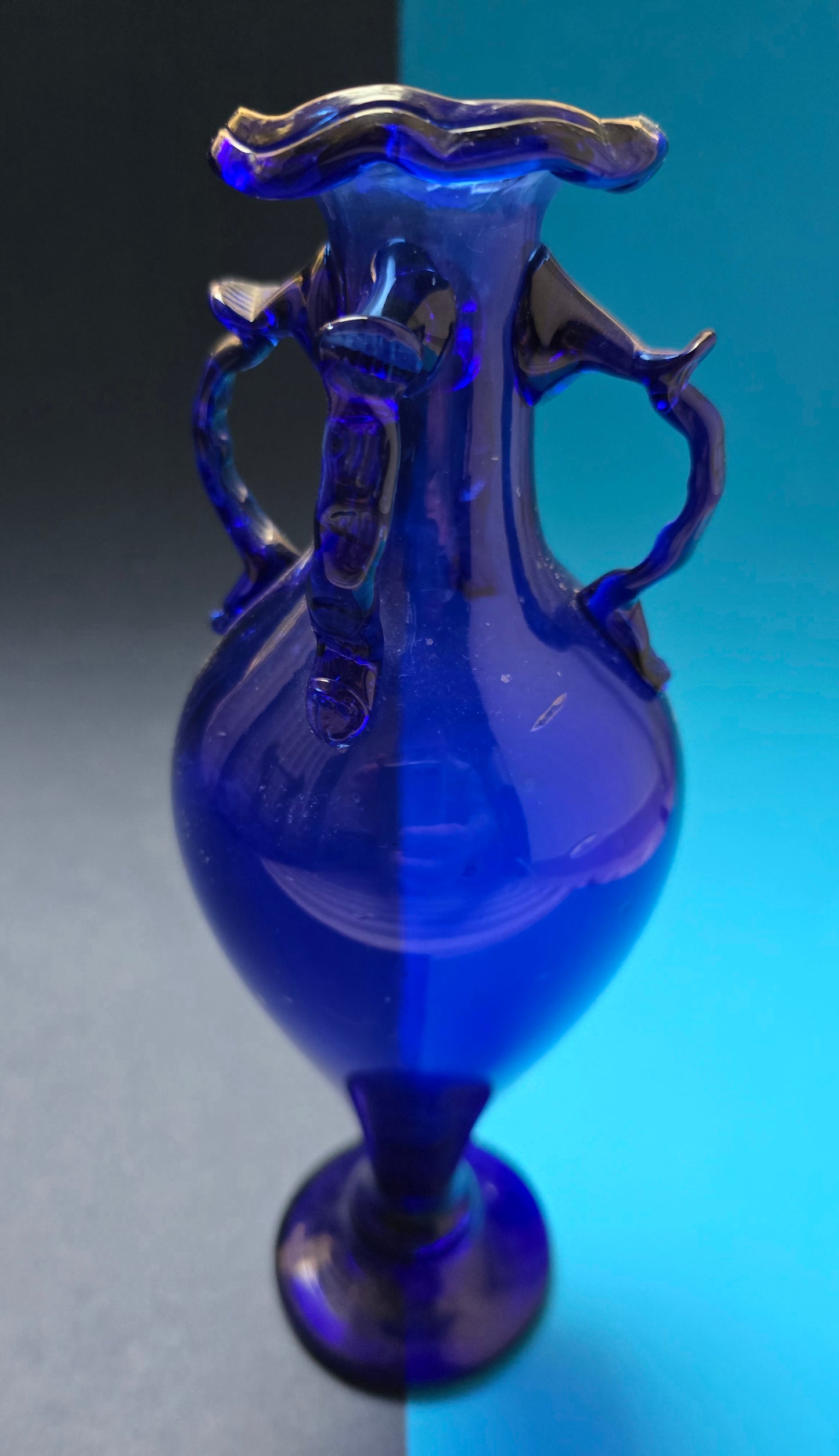 Cobalt Blue Murano Glass Vase – Mouth-Blown, 1950s
