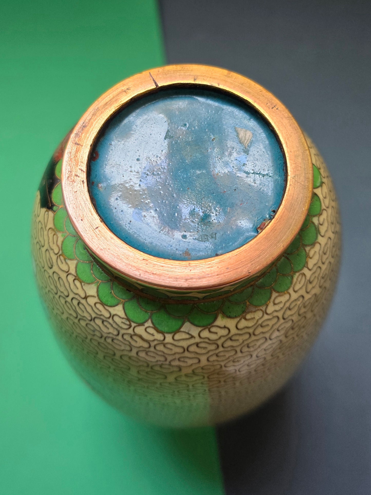 Chinese Cloisonné Vase – Peony & Ruyi Cloud Pattern, 1930s–40s