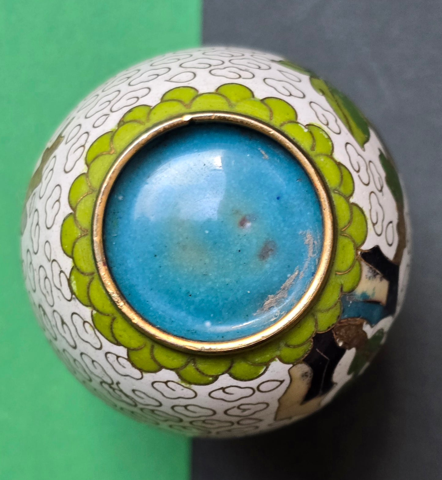 Chinese Cloisonné Miniature Vase – Peony & Ruyi Cloud Pattern, 1930s–40s