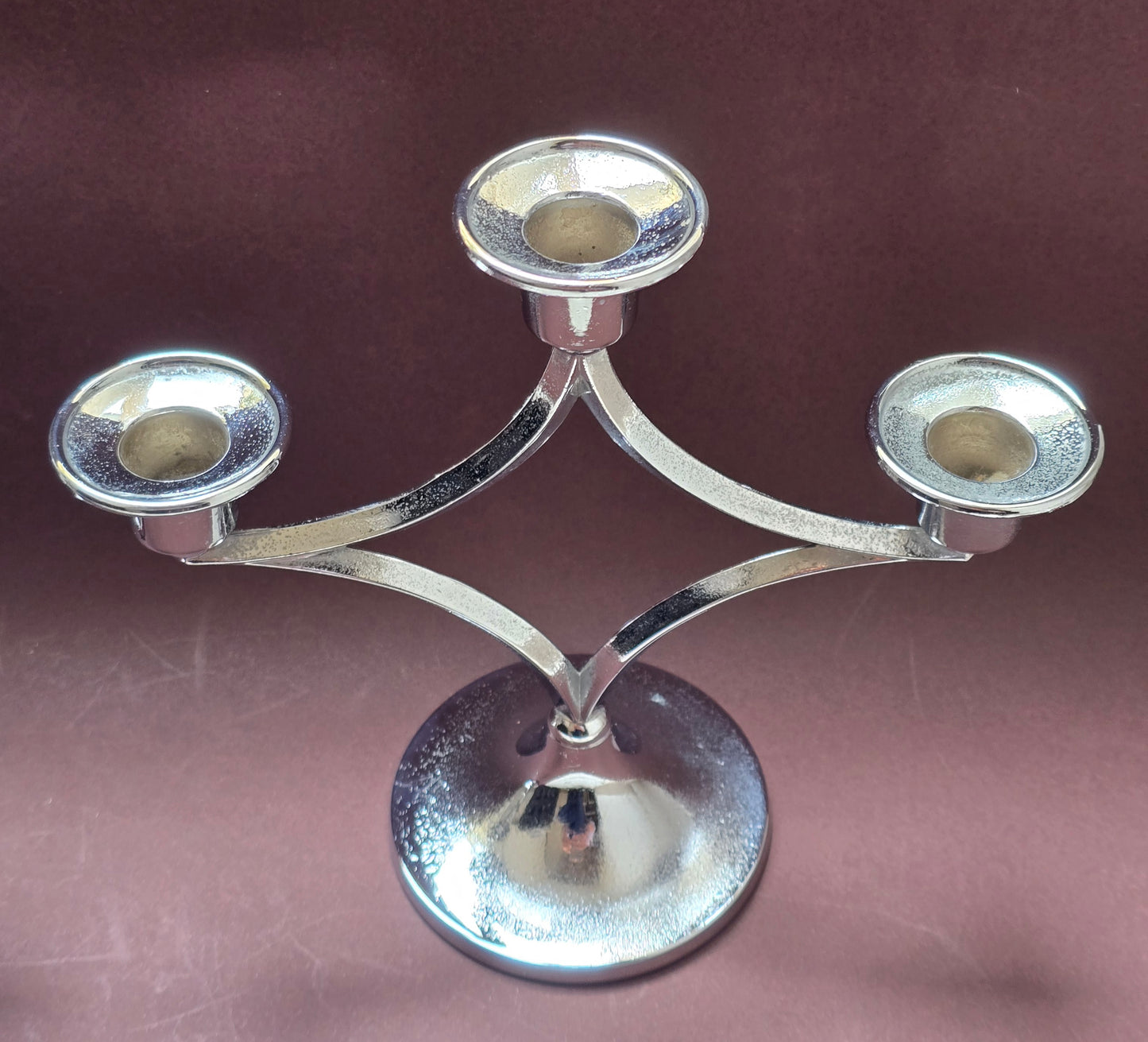 Iante of England Chrome Three-Arm Candelabra Set of Two, c.1960s