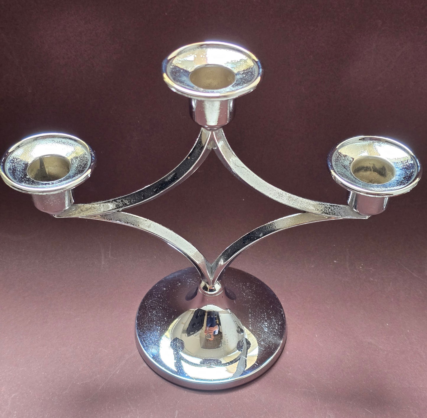 Iante of England Chrome Three-Arm Candelabra Set of Two, c.1960s