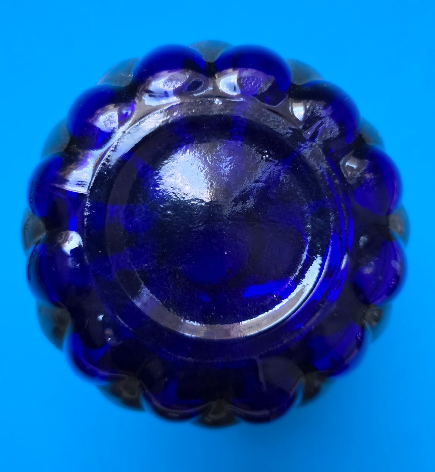 French Art Deco Cobalt Blue Glass & Silver Overlay Vanity Set