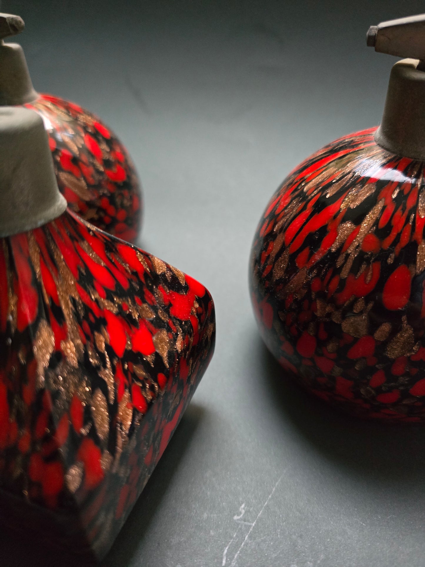 Vincenzo Nason & C. Murano Glass Toilet Set – Red, Black & Gold Aventurine, 1950s
