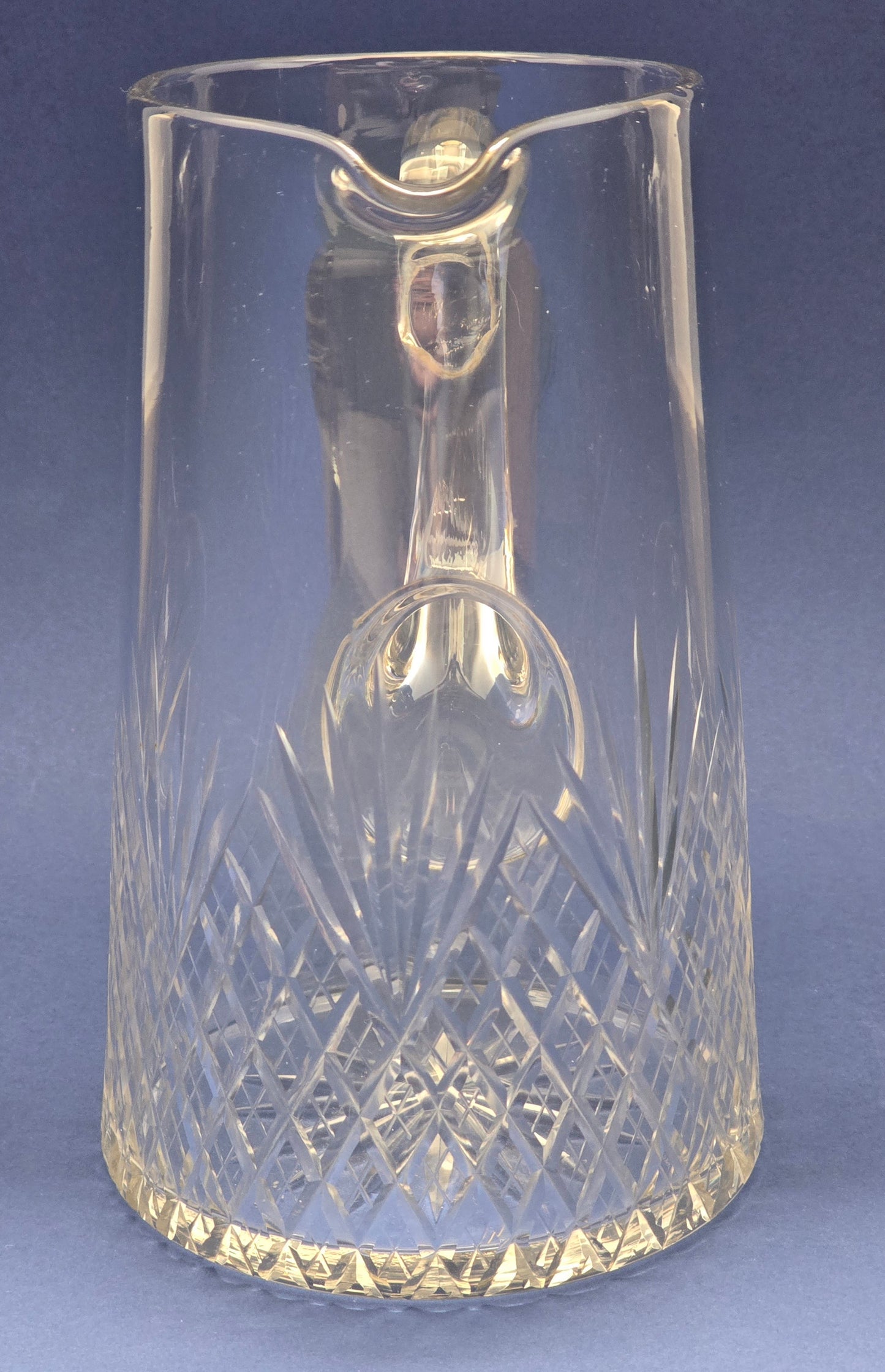 Vintage Bohemian Cut Crystal Water Jug with Fan & Diamond Pattern, c.1940