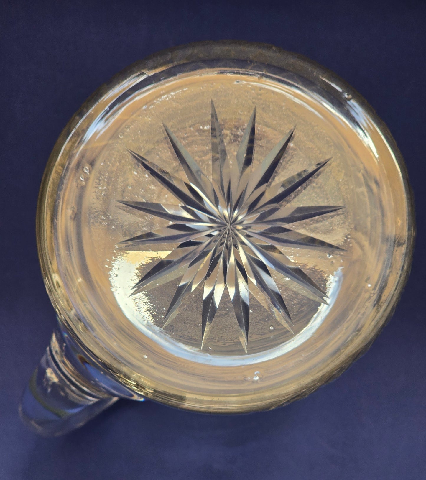 Vintage Bohemian Cut Crystal Water Jug with Fan & Diamond Pattern, c.1940