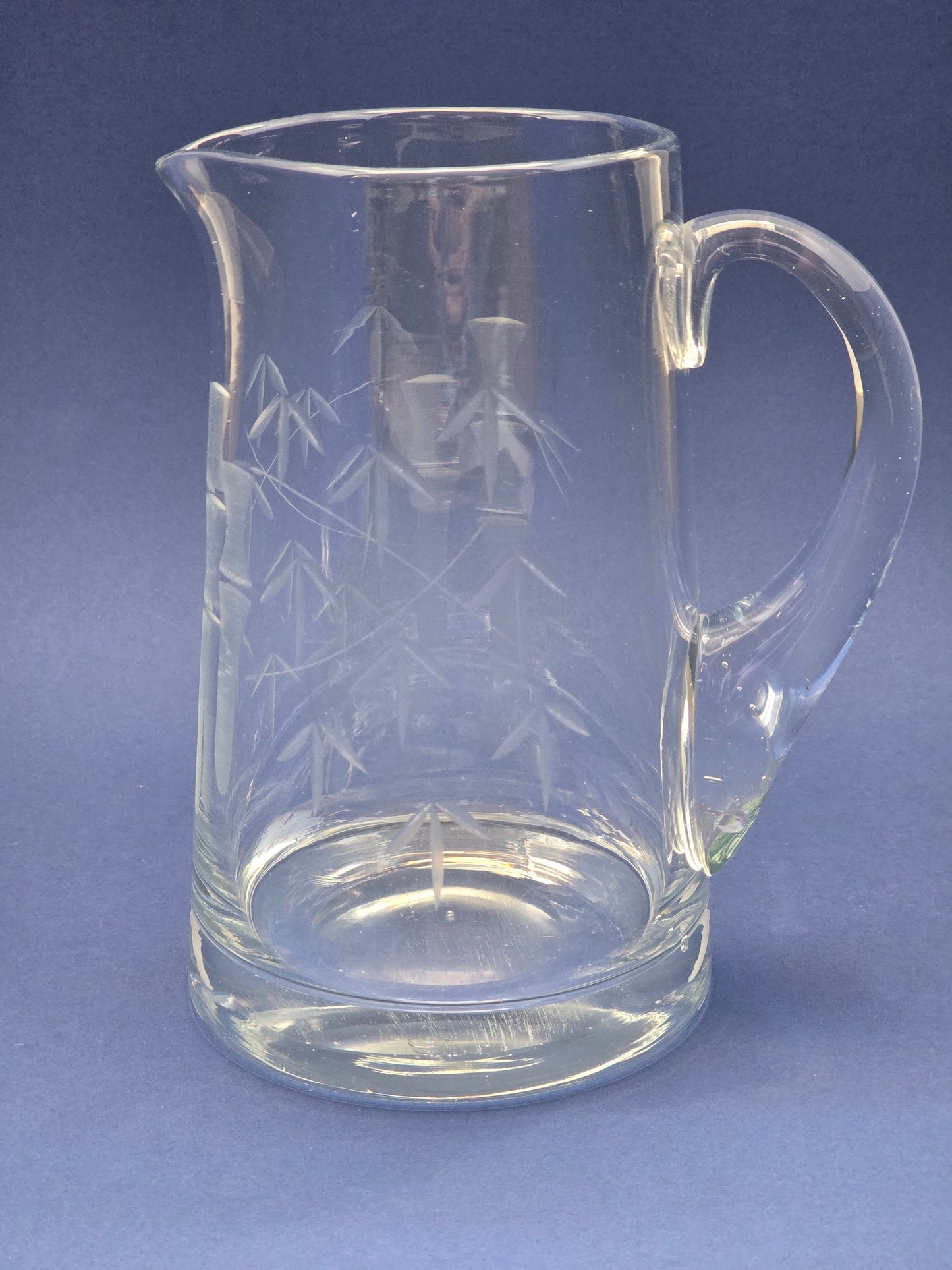 Antique Crystal Water Jug with Japonisme Bamboo Engraving, c.1890