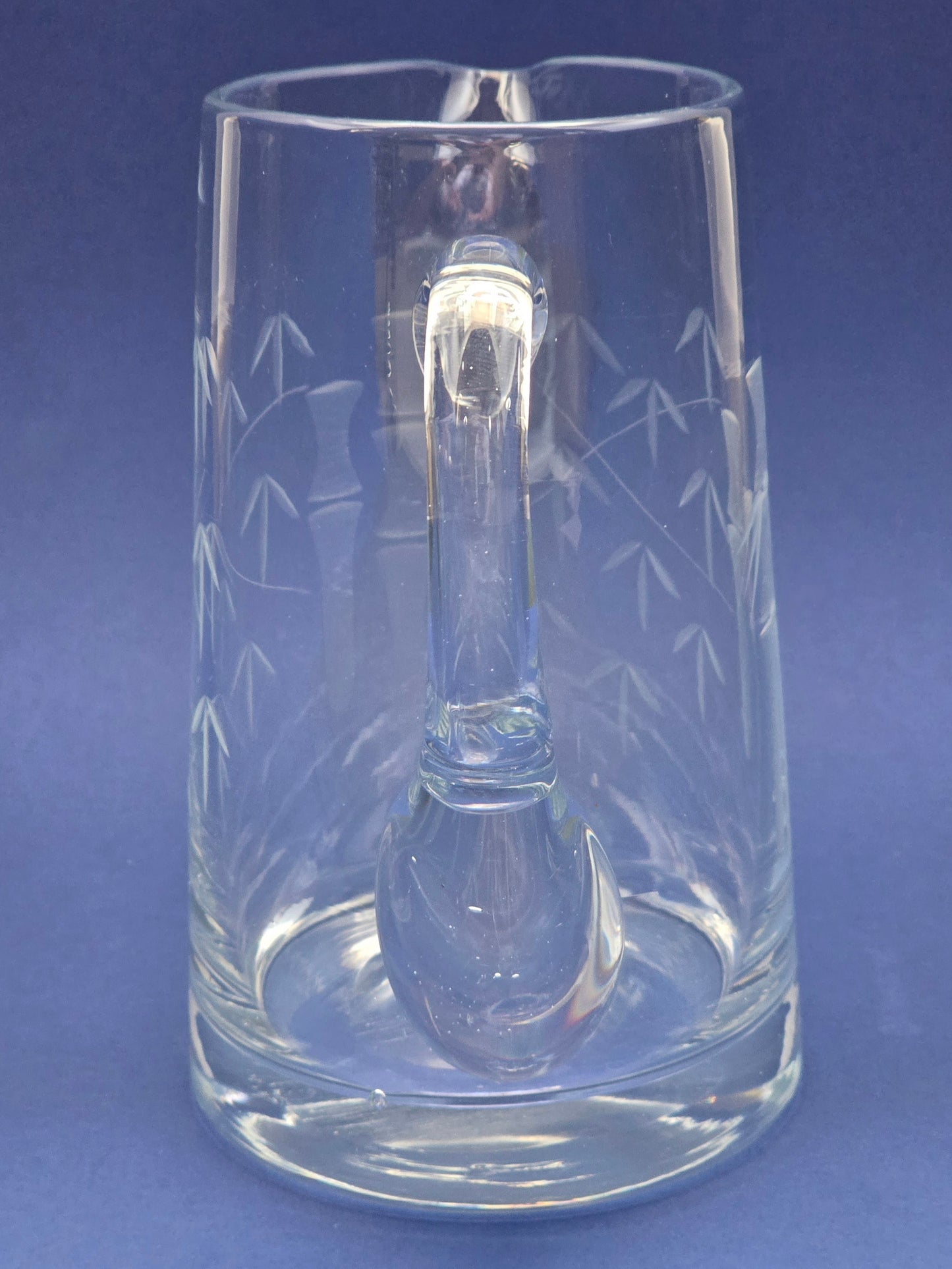 Antique Crystal Water Jug with Japonisme Bamboo Engraving, c.1890
