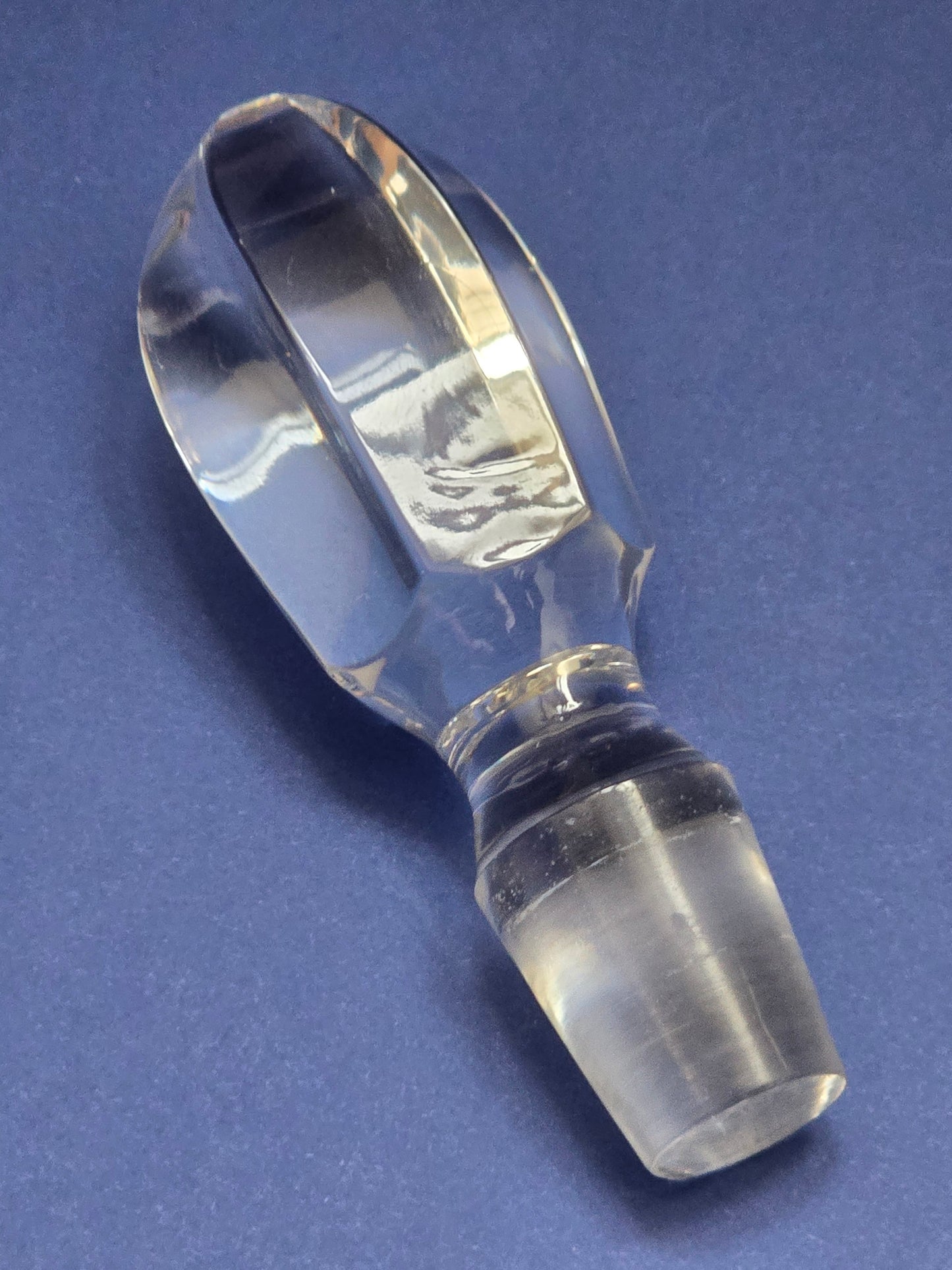 Antique Victorian Cut Crystal Decanter with Silver Collar & Faceted Stopper, c.1885