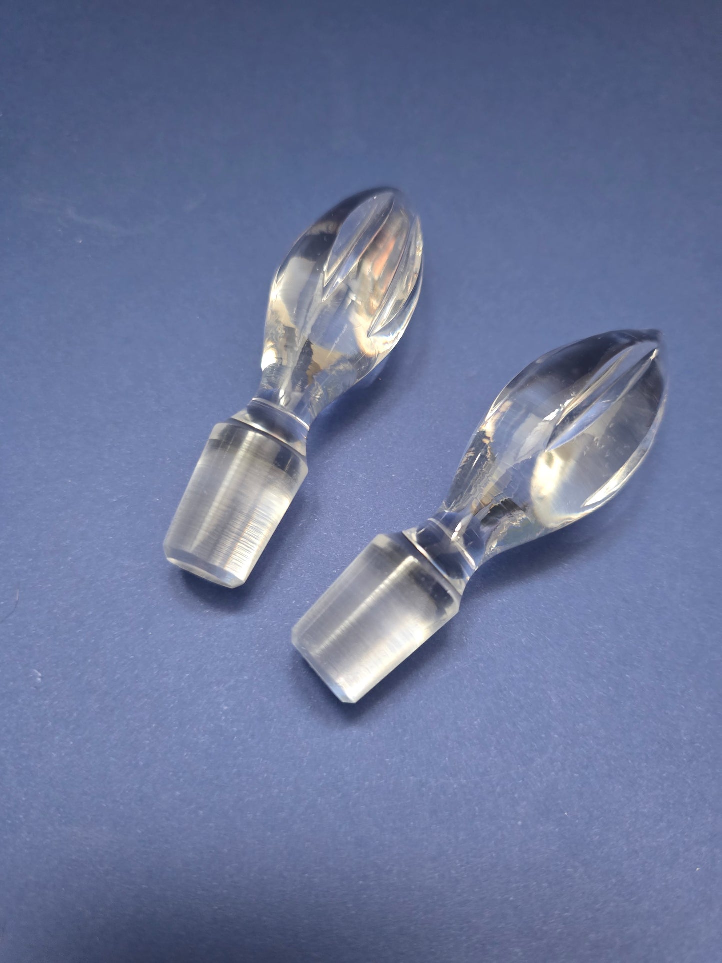 Antique English Crystal Cruet Set – Pair of Decanters with Tulip Stoppers, c. 1900