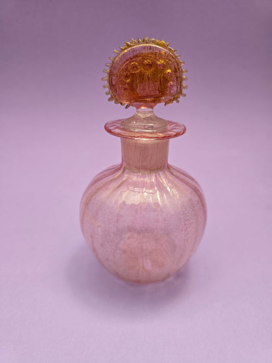 Murano Glass Perfume Bottle with Gold Foil – Ornate Stopper, c. 1920