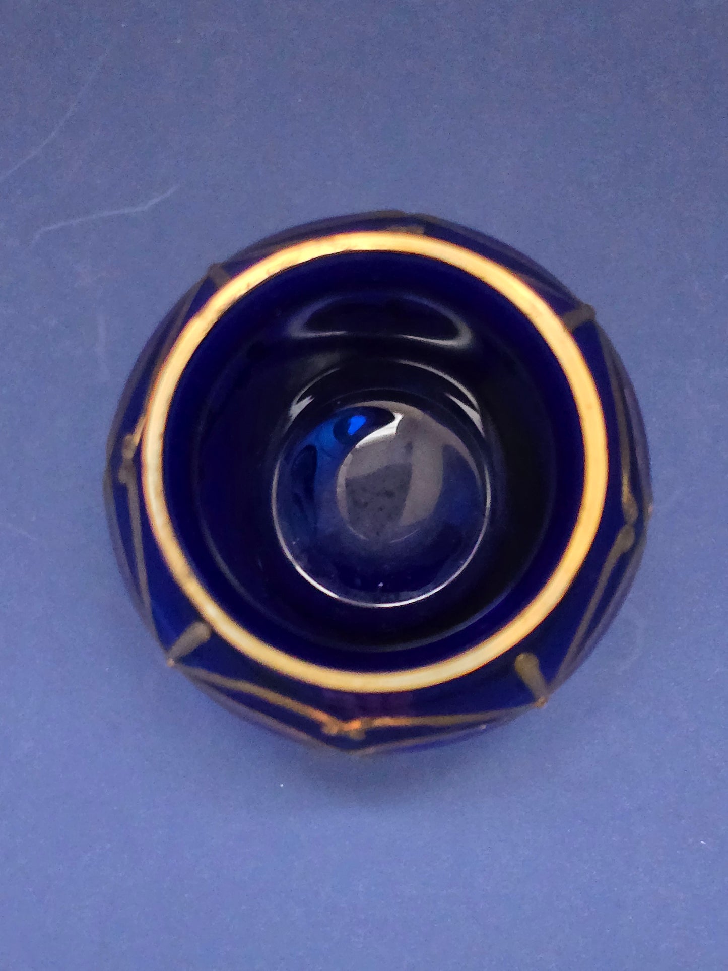 Bohemian Cobalt Blue Glass Vase with Gold Decoration, c. 1930