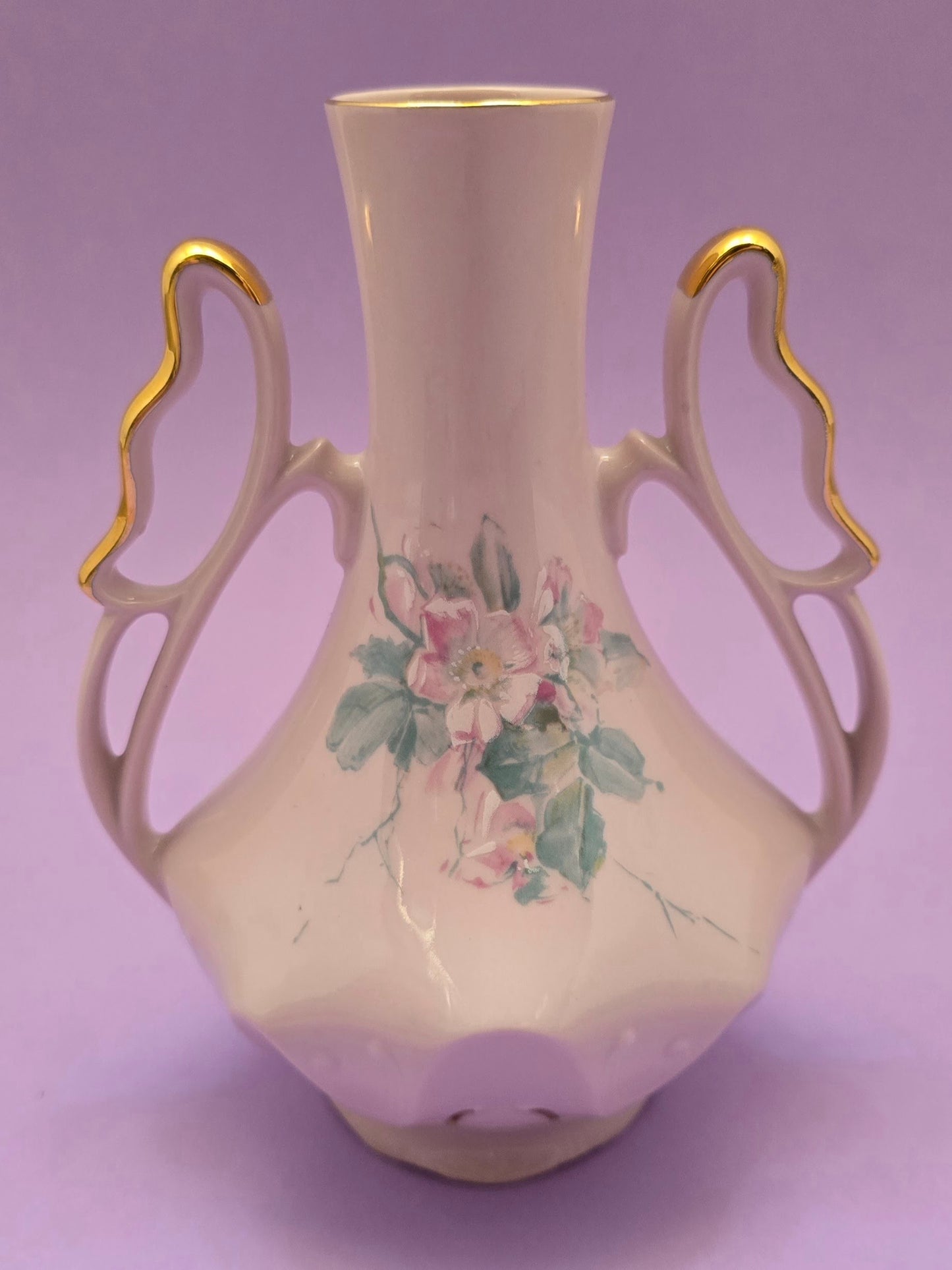 H&C Rosa Porzellan Pink Twin-Handled Vase, Czechoslovakia, c. 1940–1950