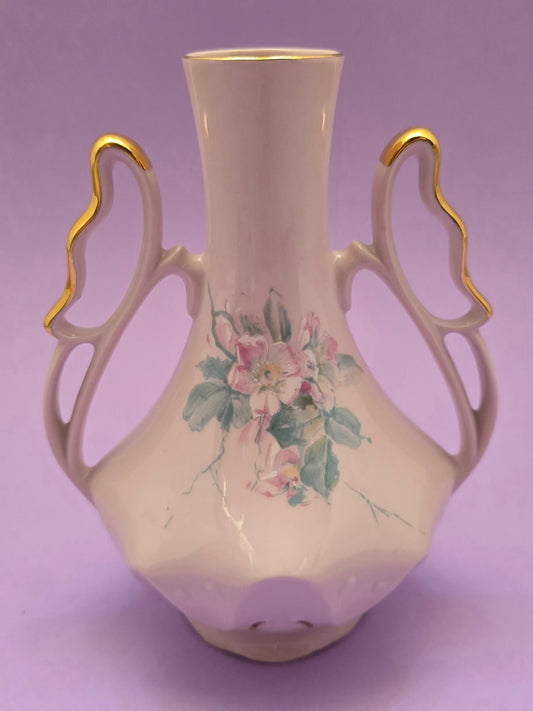 H&C Rosa Porzellan Pink Twin-Handled Vase, Czechoslovakia, c. 1940–1950