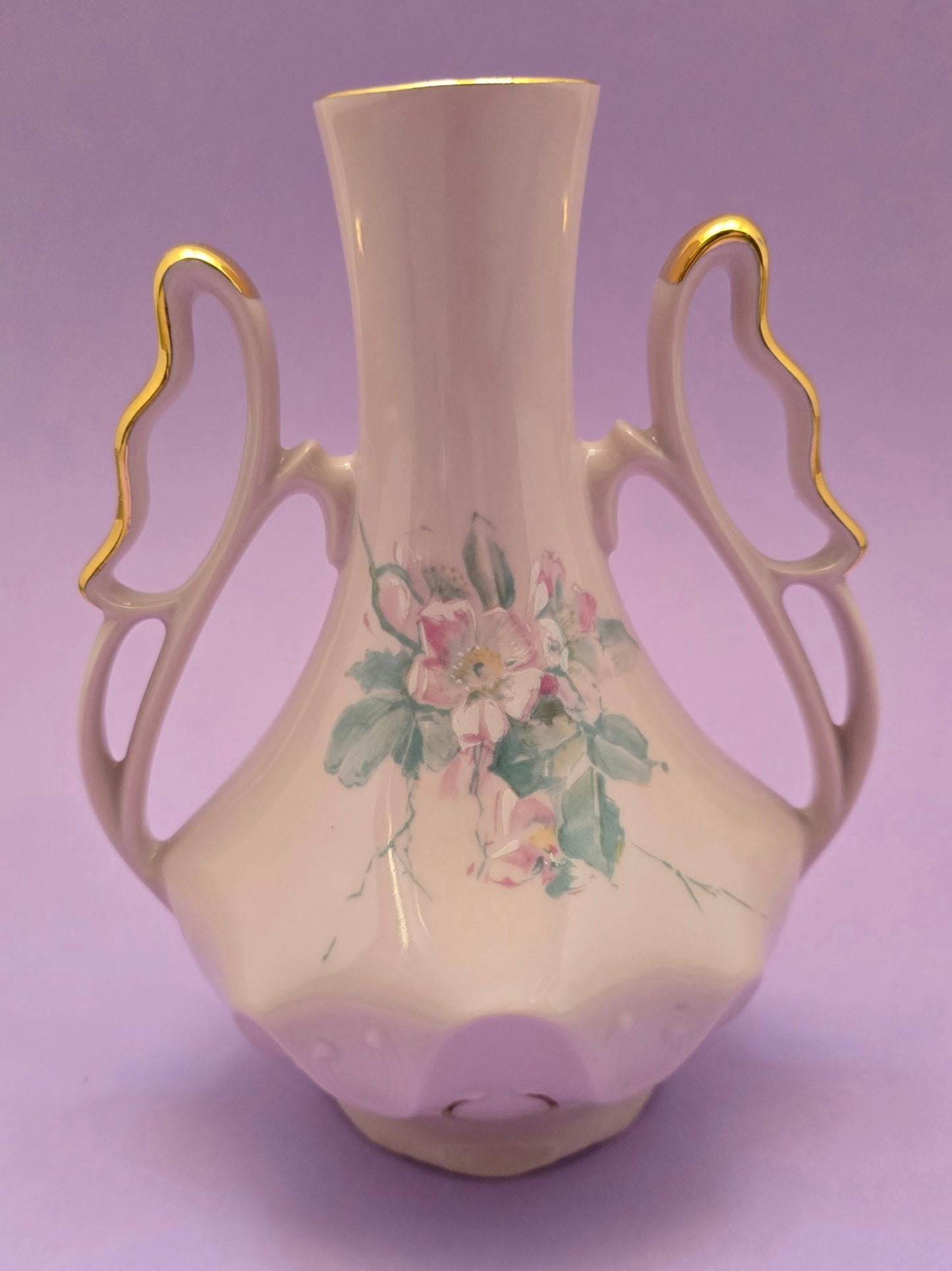 H&C Rosa Porzellan Pink Twin-Handled Vase, Czechoslovakia, c. 1940–1950