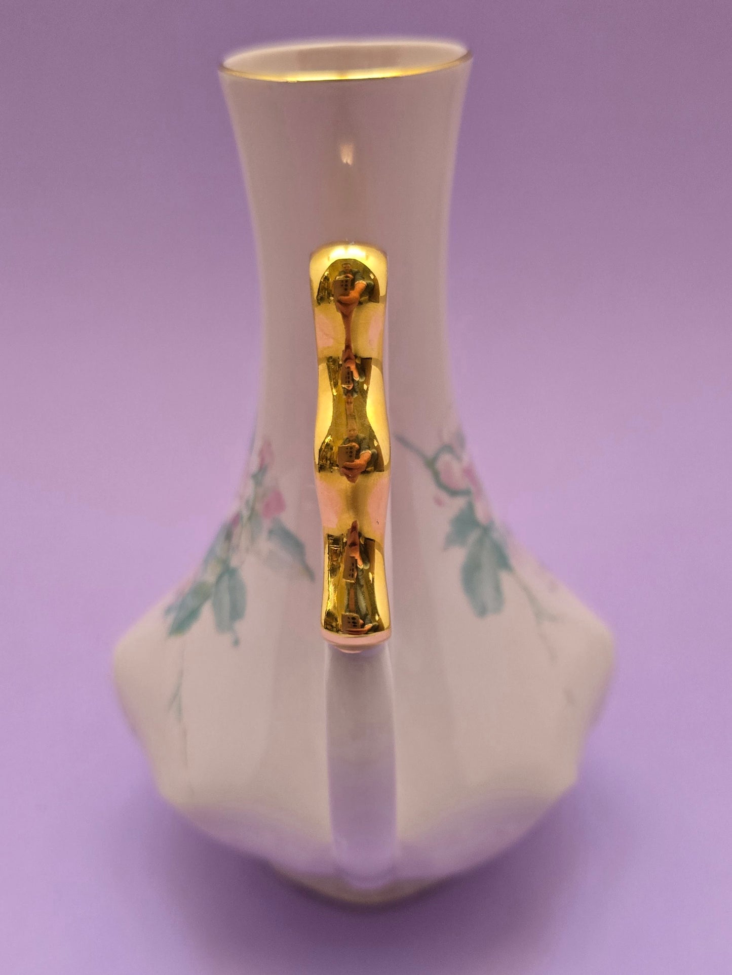 H&C Rosa Porzellan Pink Twin-Handled Vase, Czechoslovakia, c. 1940–1950