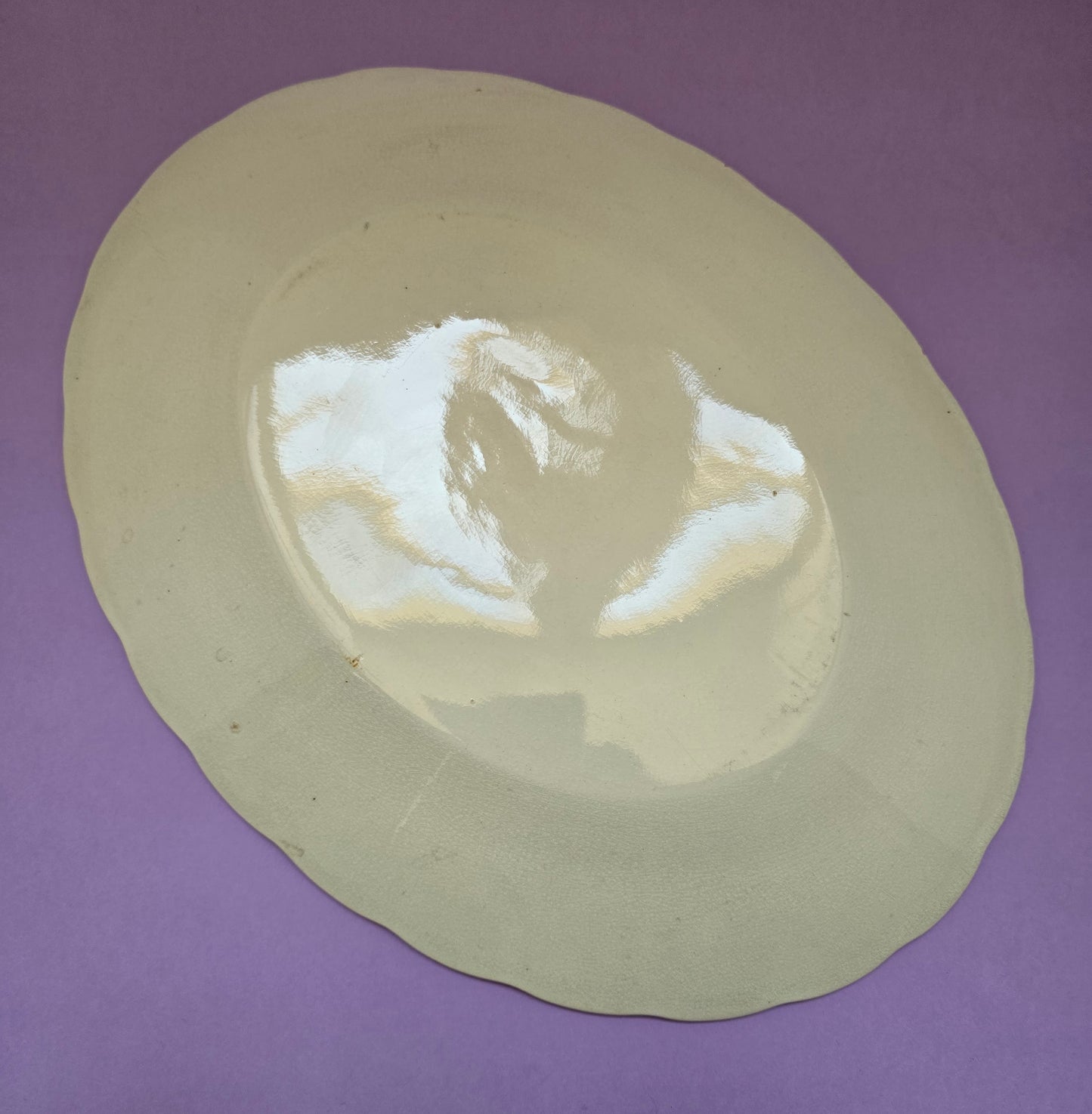 Antique English Pottery Serving Platter, Anemone Floral, attr. Devon, c.1900–1910