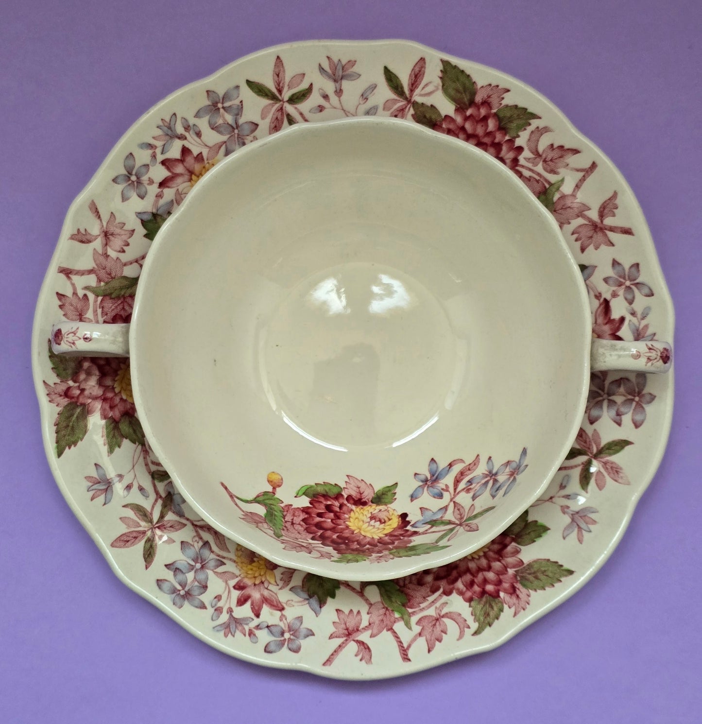 Antique Copeland Spode 'Spode's Aster' Soup Cup & Saucer Set, c.1890