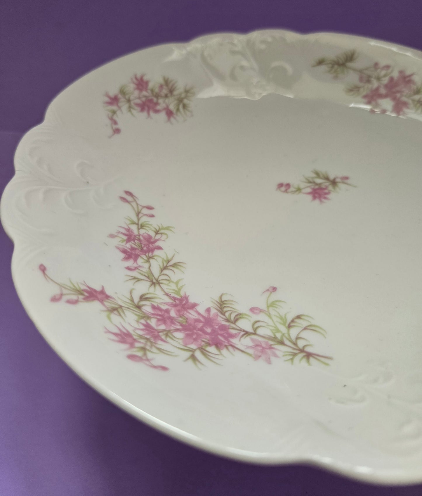 Antique Limoges Porcelain Tazza / Étagère, Pink Floral, c.1900