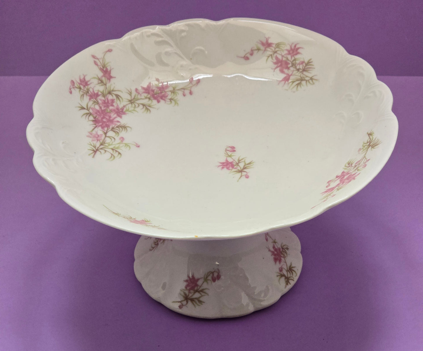 Antique Limoges Porcelain Tazza / Étagère, Pink Floral, c.1900