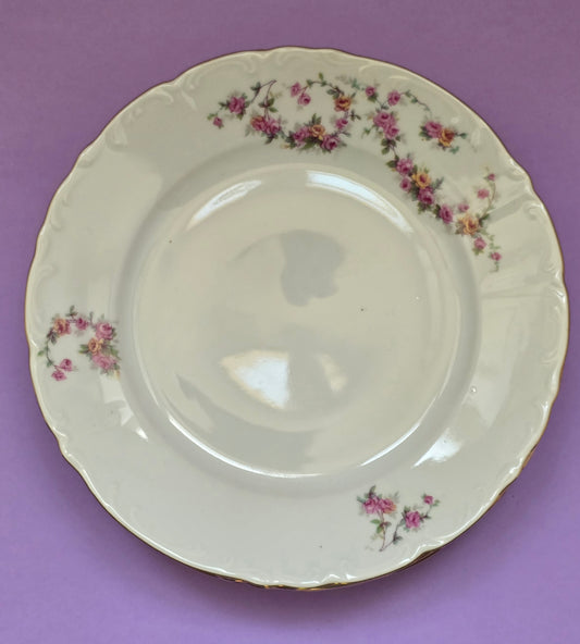 MZ Czechoslovakia Rose Garland Cake Plates — Set of 7, 1930s