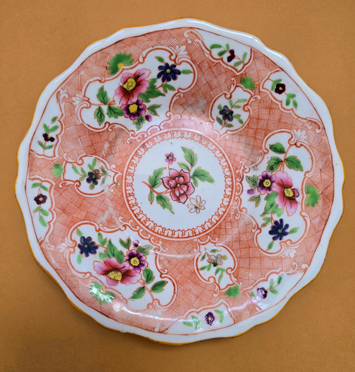 Minton Antique Floral Basket Weave Dinnerware — c.1830 England