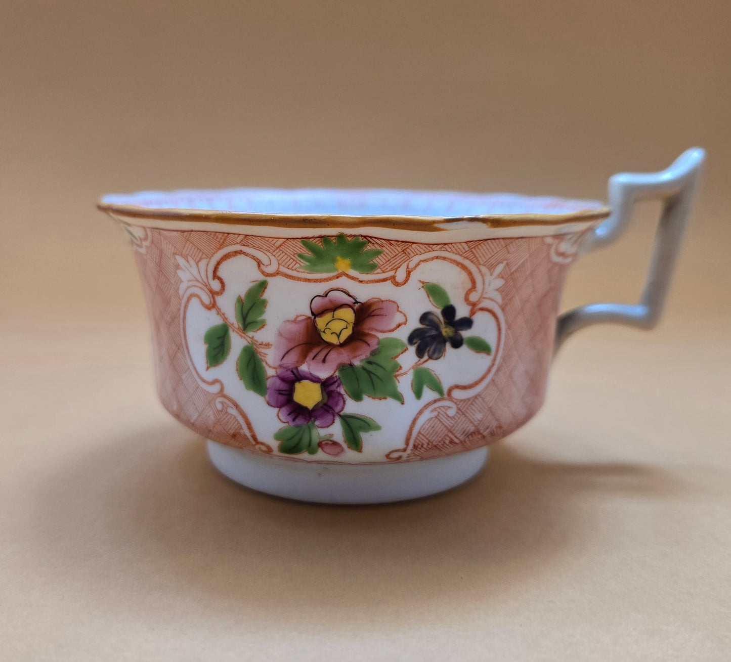 Minton Antique Floral Basket Weave Dinnerware — c.1830 England