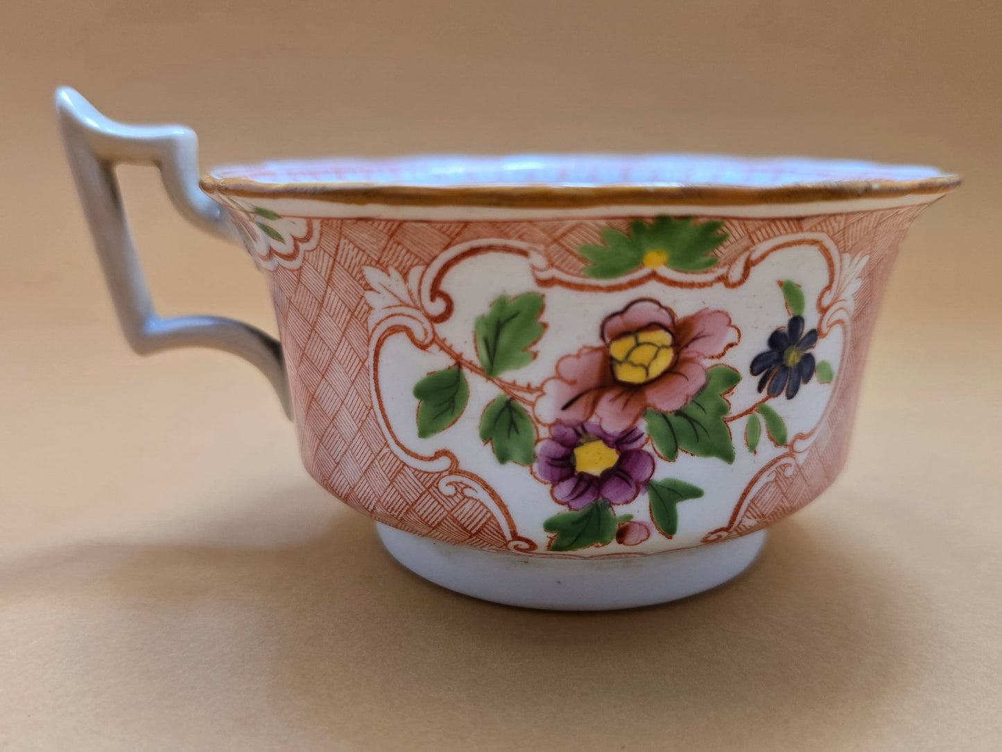 Minton Antique Floral Basket Weave Dinnerware — c.1830 England