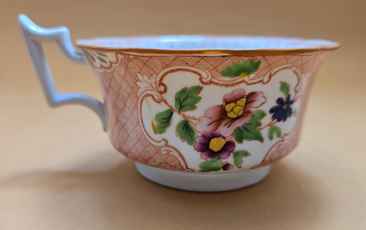 Minton Antique Floral Basket Weave Dinnerware — c.1830 England