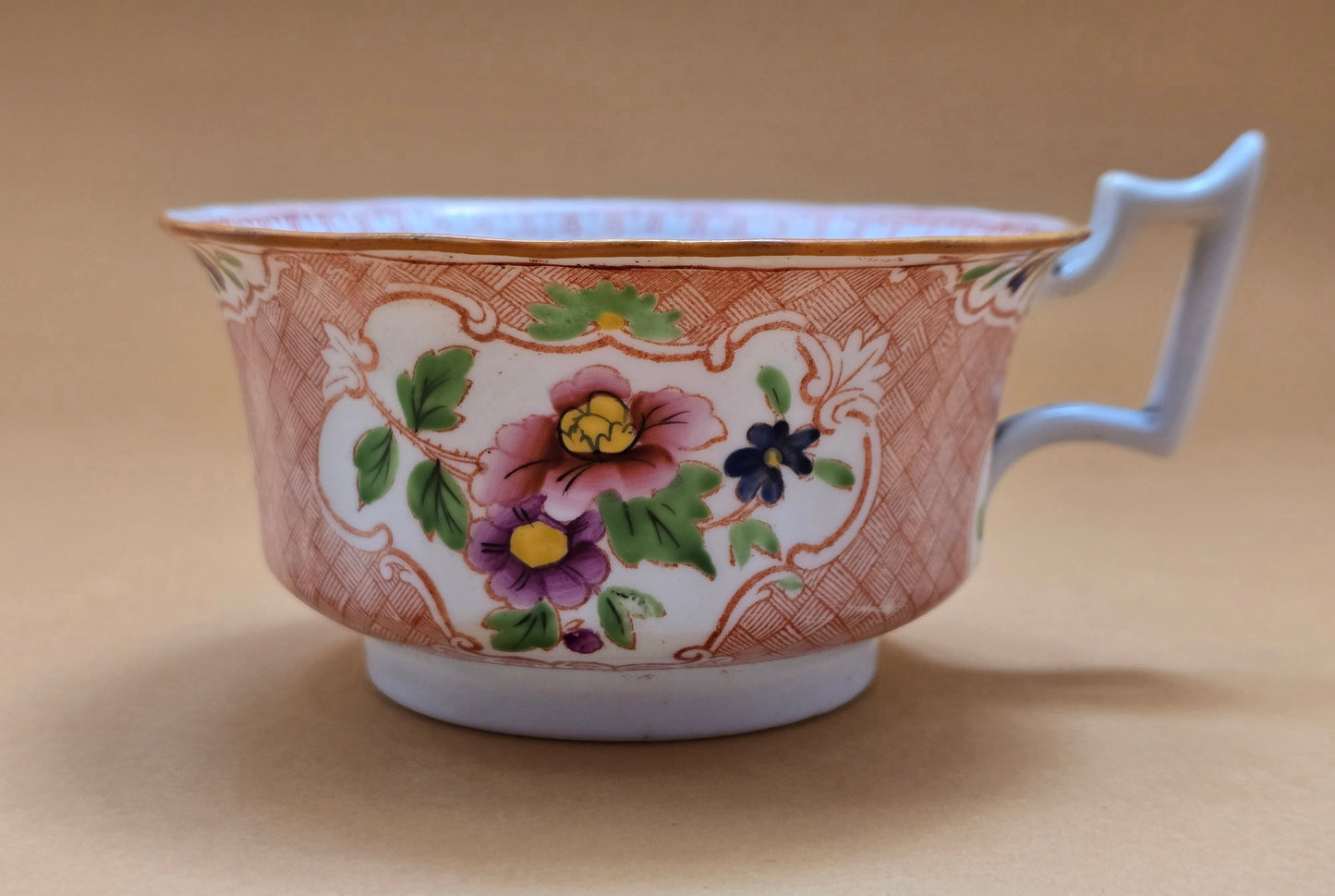Minton Antique Floral Basket Weave Dinnerware — c.1830 England