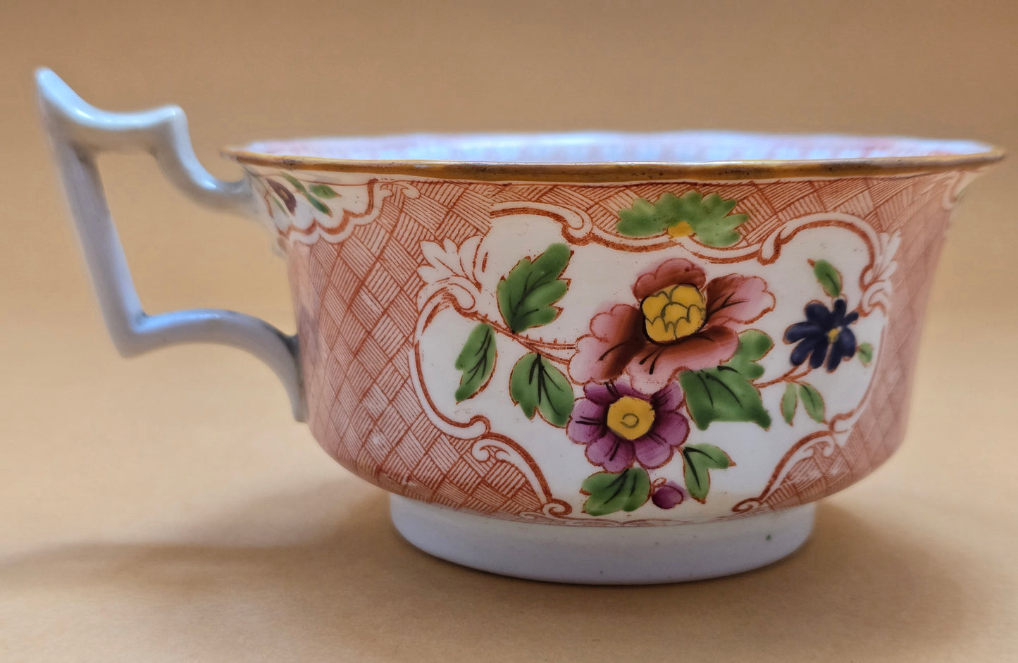 Minton Antique Floral Basket Weave Dinnerware — c.1830 England