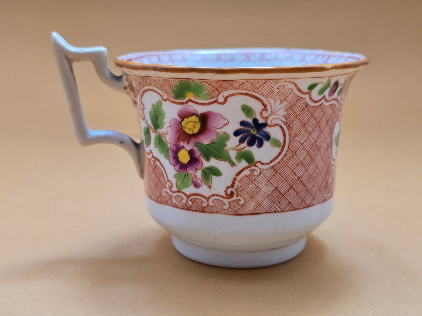 Minton Antique Floral Basket Weave Dinnerware — c.1830 England