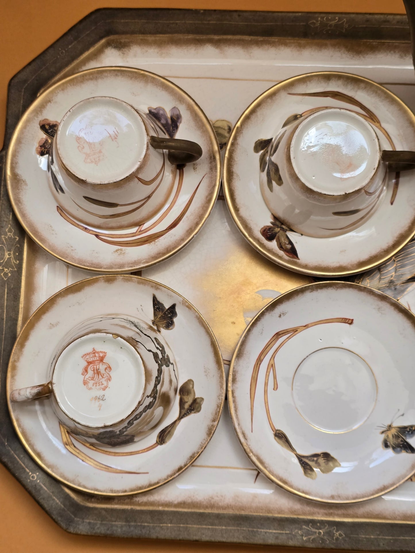 Royal Bonn Japonisme Bird & Owl Tea Service with Tray — c.1880 Germany