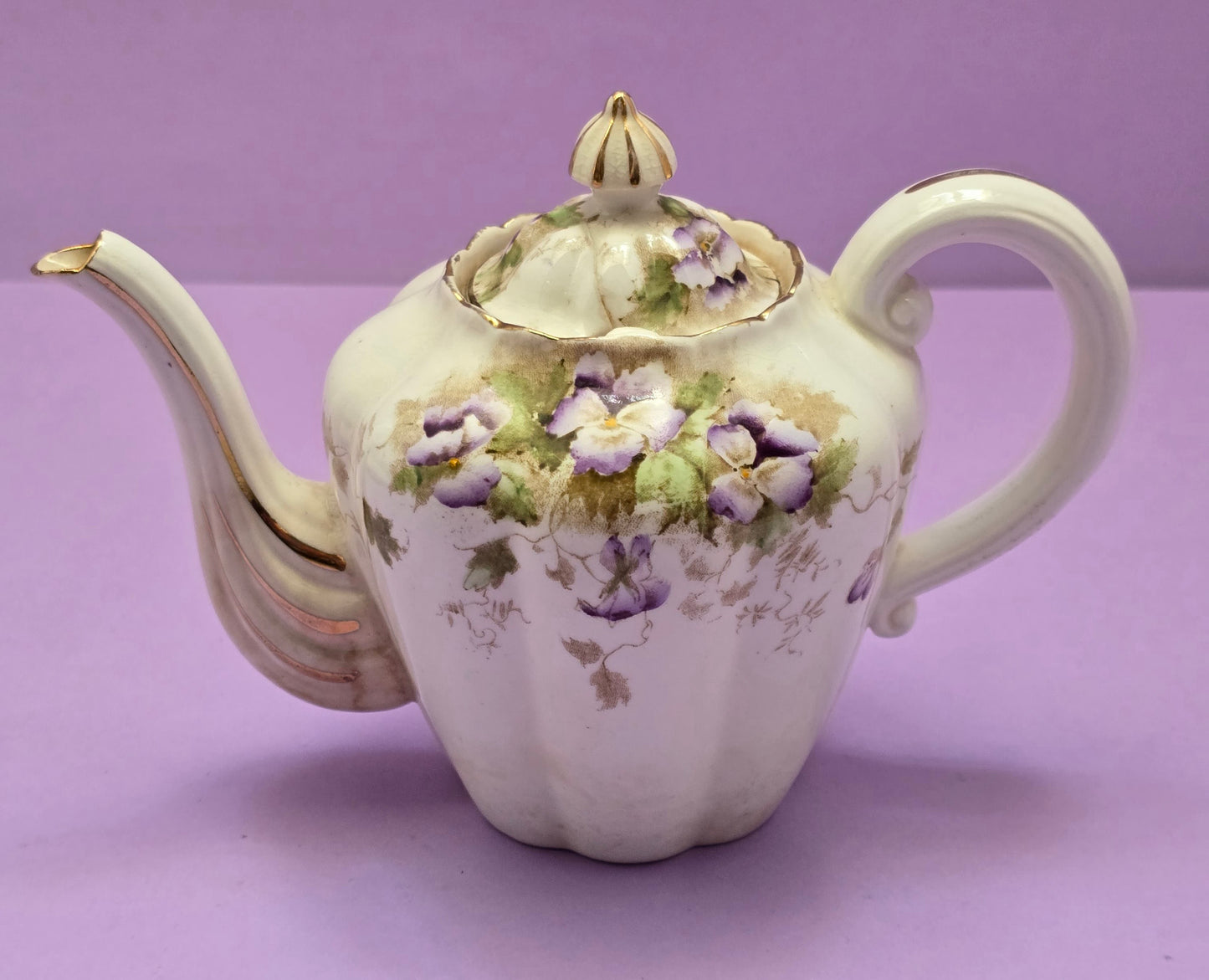 Chapman England Violet Tea Set for One — c.1900 Staffordshire