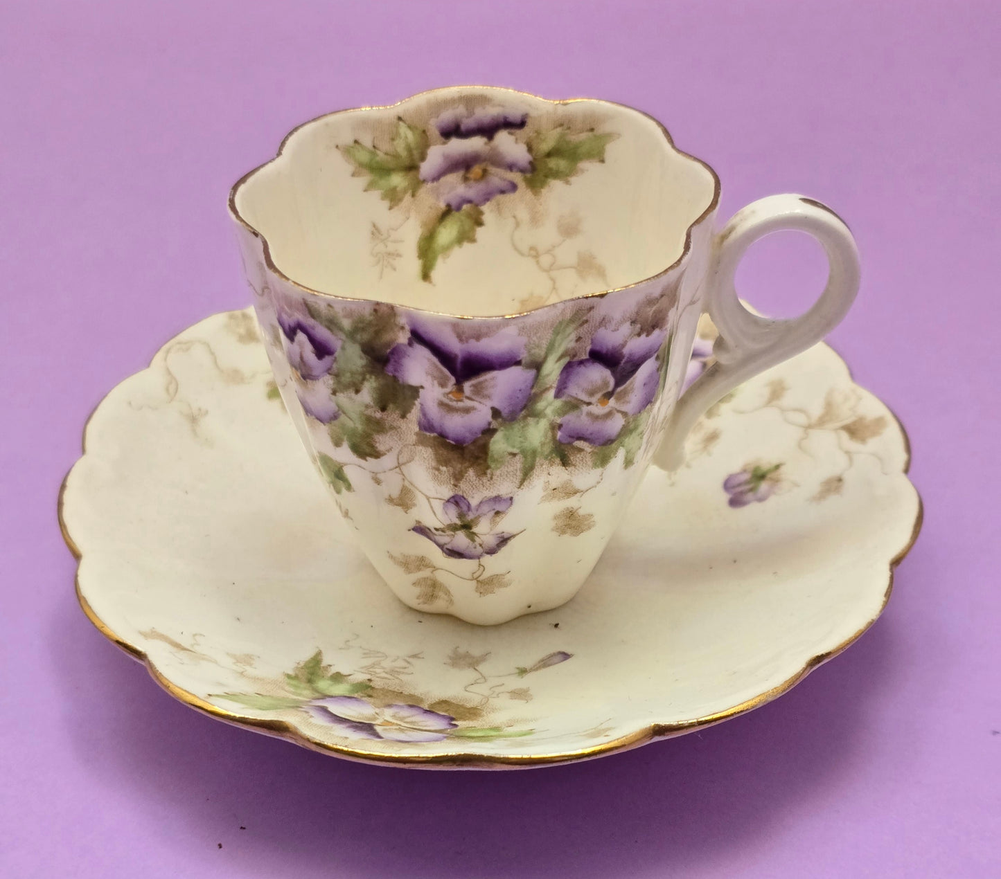 Chapman England Violet Tea Set for One — c.1900 Staffordshire